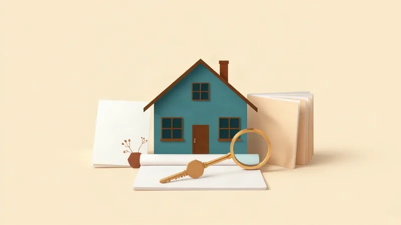 Ngôi nhà nhỏ, chìa khóa và kính lúp trên xấp giấy: hồ sơ vay thế chấp bằng nhà đất